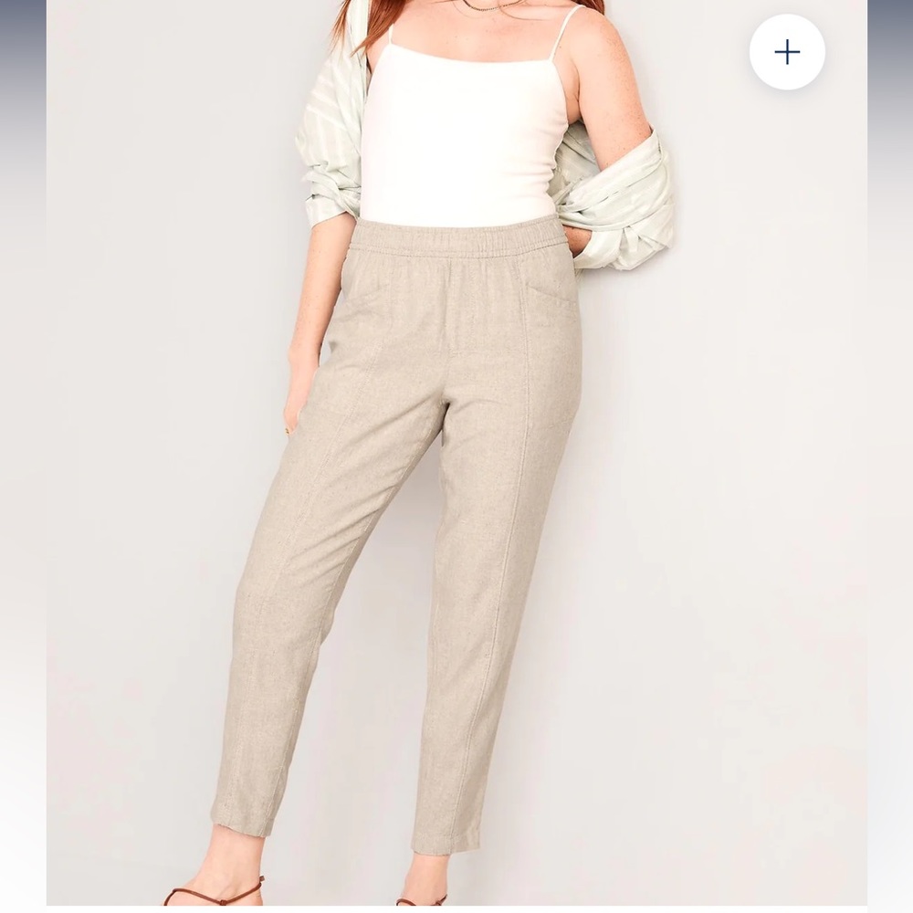 NWT Old Navy Flax Linen Tapered Leg Pull on Pants
